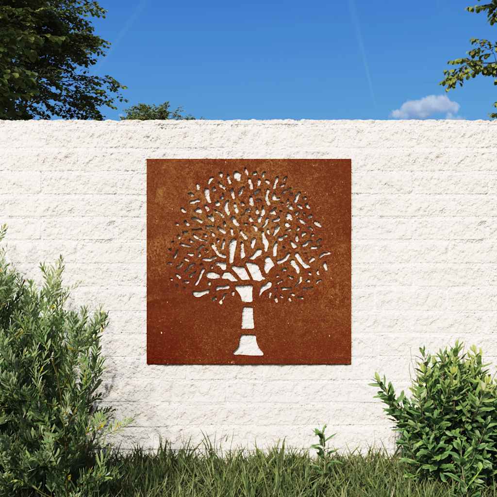 vidaXL Decor perete de grădină 55x55 cm design copac oțel Corten