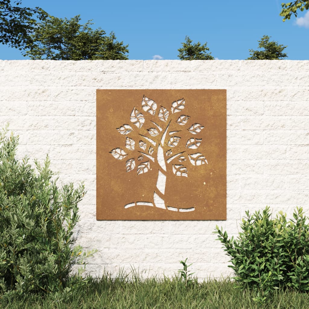 Vidaxl Decor Perete De Gradina 55x55 Cm Design Copac Otel Corten