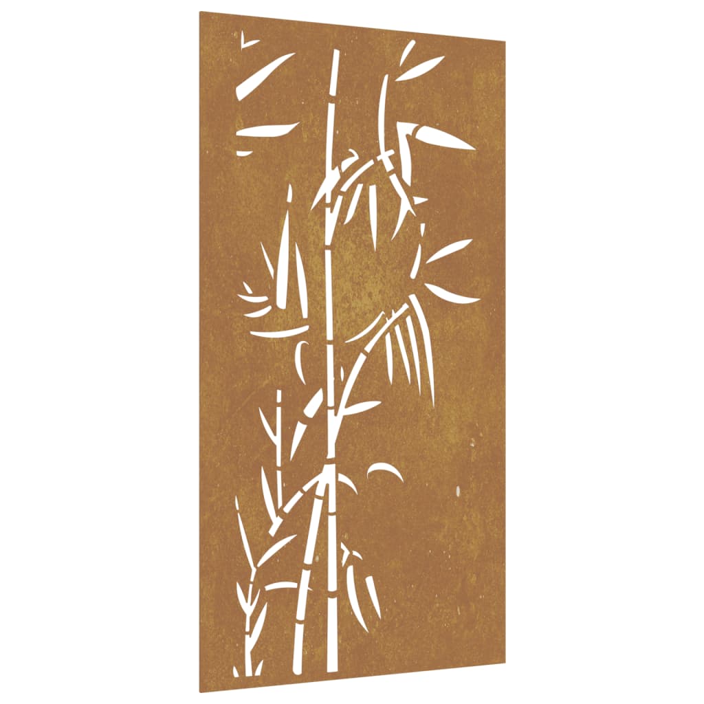 Decorație perete de grădină 105×55 cm design bambus oțel Corten