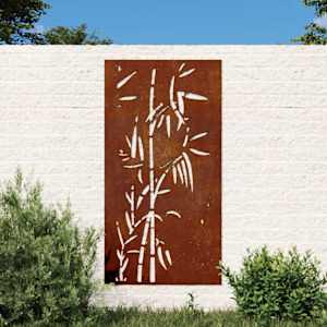 Vrtna stenska dekoracija 105x55 cm corten jeklo bambus