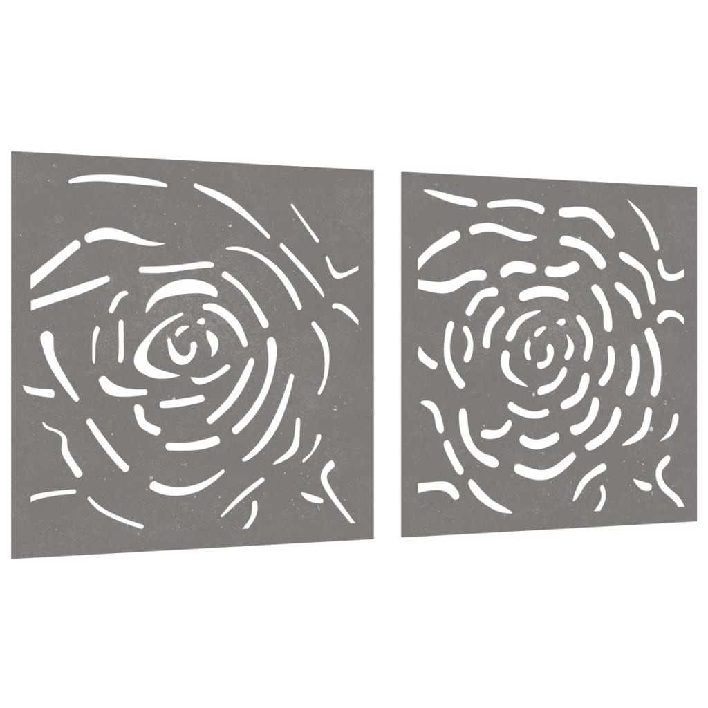 vidaXL Wanddecoratie tuin 2 st rozenontwerp 55x55 cm cortenstaal afbeelding