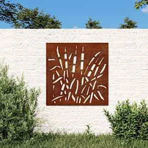 Vrtna stenska dekoracija 55x55 cm corten jeklo trava