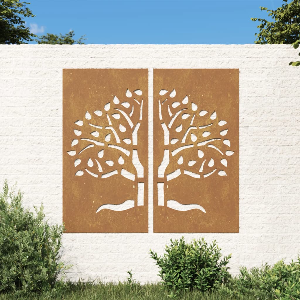 Décorations murales jardin 2 pcs 105x55 cm design d'arbre