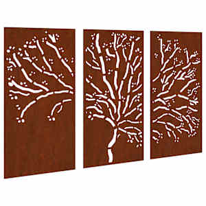 vidaXL aia seinakaunistus, 3 osa, 105x55 cm, Corteni teras, puu disain