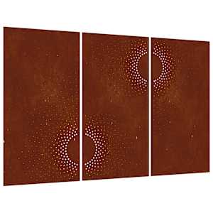 Zahradní nástěnné dekorace 3 ks 105x55 cm cortenová ocel Slunce - obrázek 2