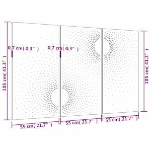 Zahradní nástěnné dekorace 3 ks 105x55 cm cortenová ocel Slunce - obrázek 9