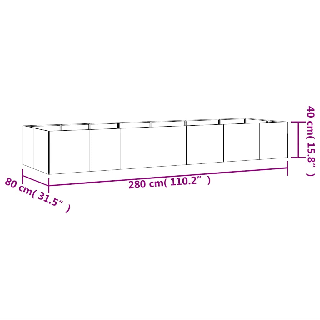 Plantenbak verhoogd 280x80x40 cm cortenstaal image 9