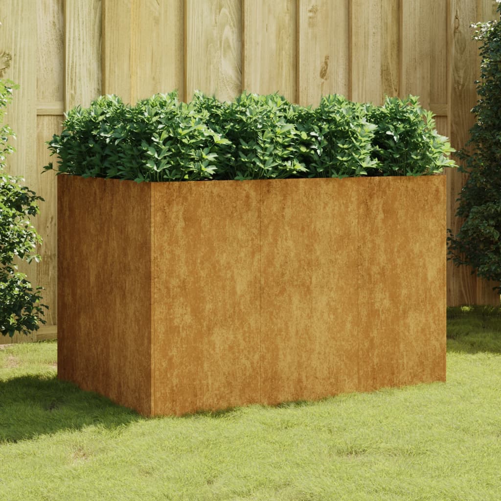 vidaXL Korotettu kukkalaatikko 120x80x80 cm Corten teräs