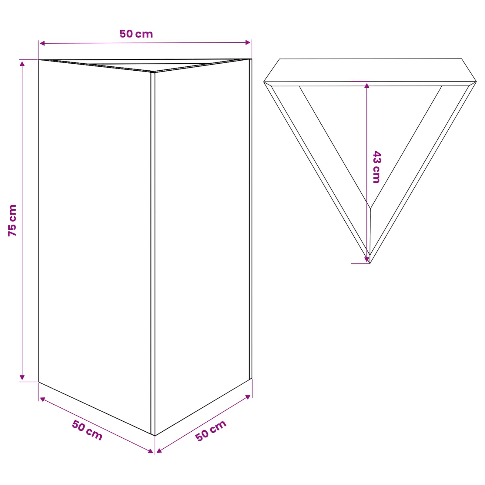 Garden Planters Triangular size guide