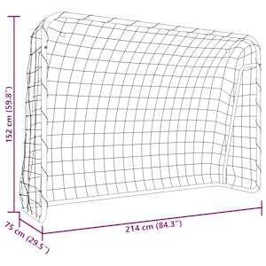 Fotbalová branka se sítí bílá 214x75x152 cm ocel a polyester - obrázek 7