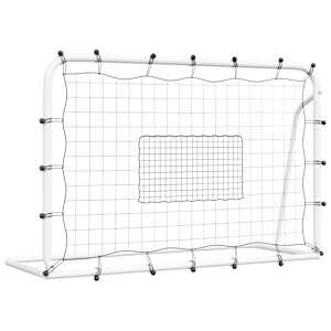 vidaXL jalgpalli tagasil&ouml;&ouml;giv&otilde;rk, valge/must, 184x61x123 cm, teras, PE
