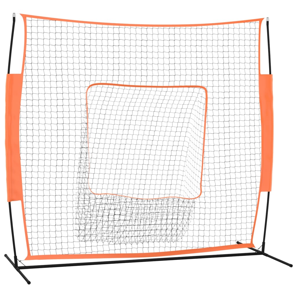 vidaXL Portable Baseball Net Orange&Black 219x107x212 cm Steel&Polyester