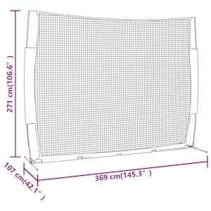 Přenosná baseballová síť červená/černá 369x107x271cm ocel a PES - obrázek 7