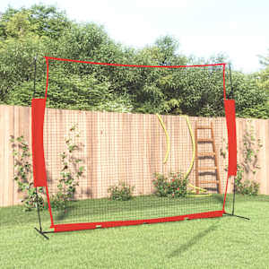 Přenosná baseballová síť červená/černá 369x107x271cm ocel a PES - obrázek 1
