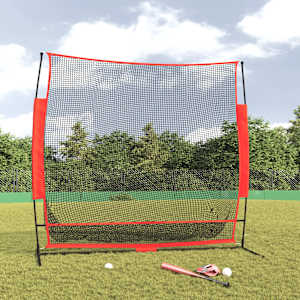 Přenosná baseballová síť černá/červená 215x107x216 cm polyester - obrázek 1