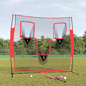 Přenosná baseballová síť černá/červená 183x105x183 cm polyester - obrázek 1