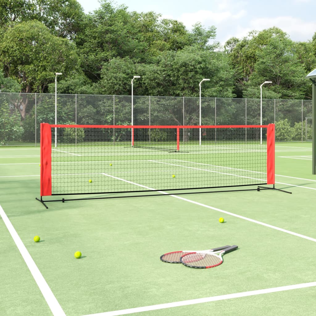 vidaXL Tennisverkko musta ja punainen 300x100x87 cm polyesteri