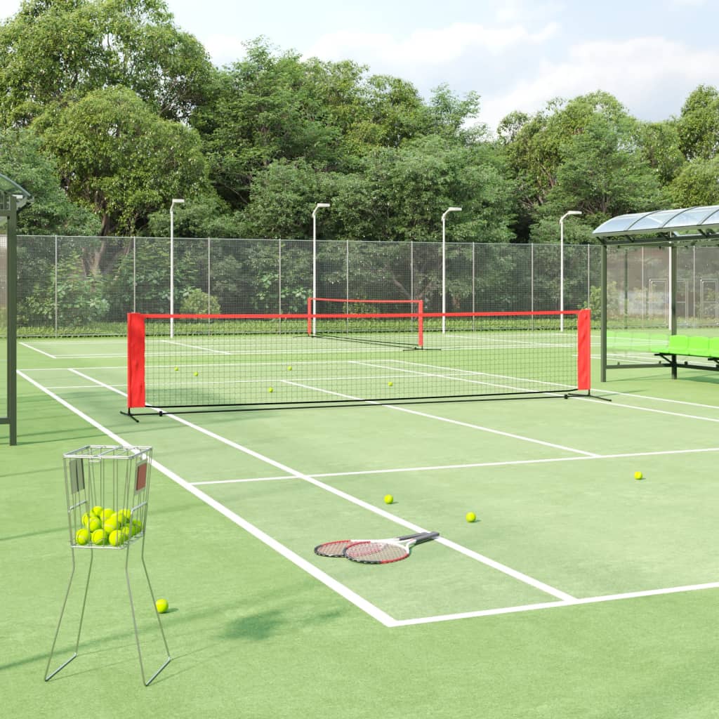 vidaXL Tennisnetz Schwarz und Rot 500x100x87 cm Polyester