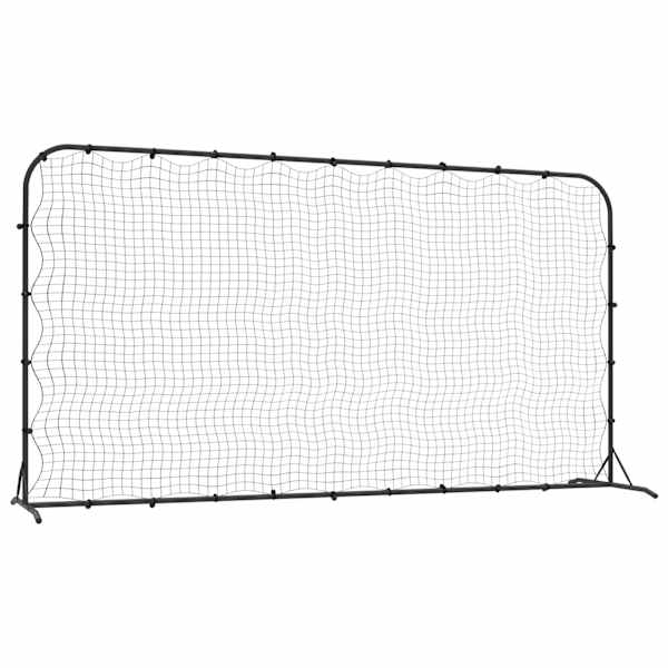 vidaXL jalgpalli tagasil&ouml;&ouml;giv&otilde;rk, must, 366 x 90 x 183 cm, HDPE