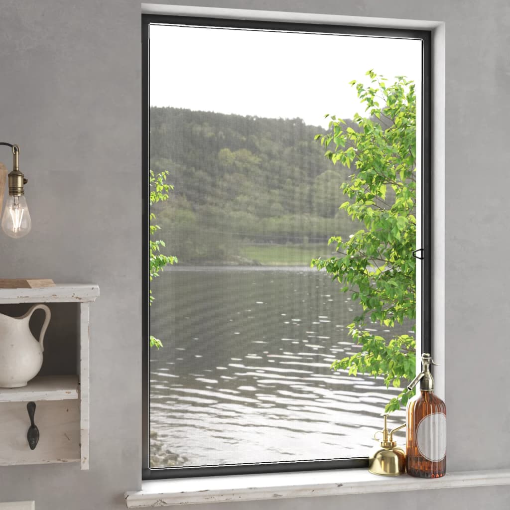 vida XL Insektenschutz für Fenster Anthrazit 80x 120 cm