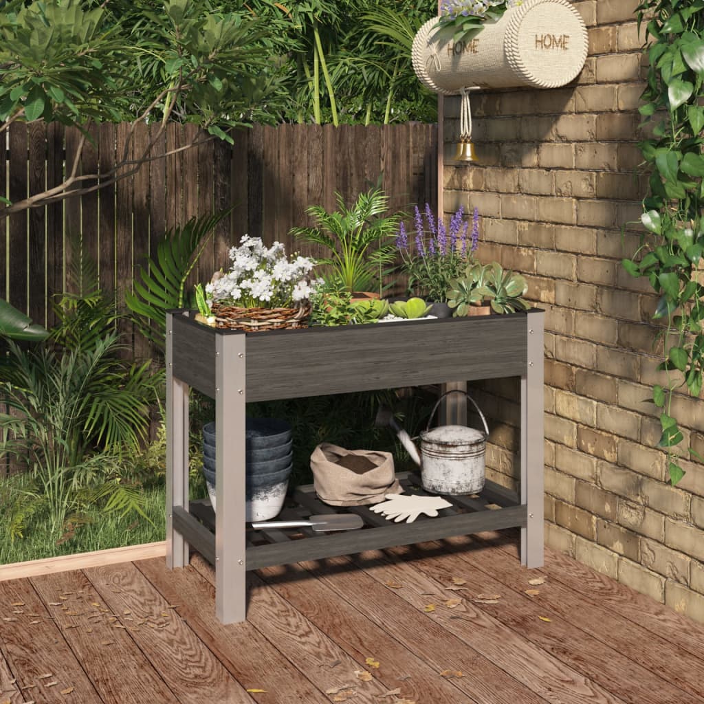 vida XL Garten-Hochbeet mit Ablage Grau 100x 50x 75 cm WPC
