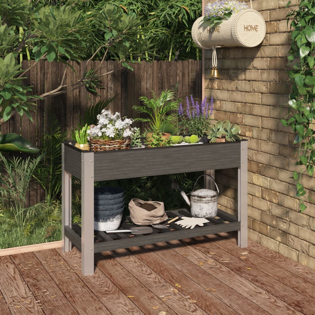 vidaXL Garten-Hochbeet mit Ablage Grau 120x50x75 cm WPC