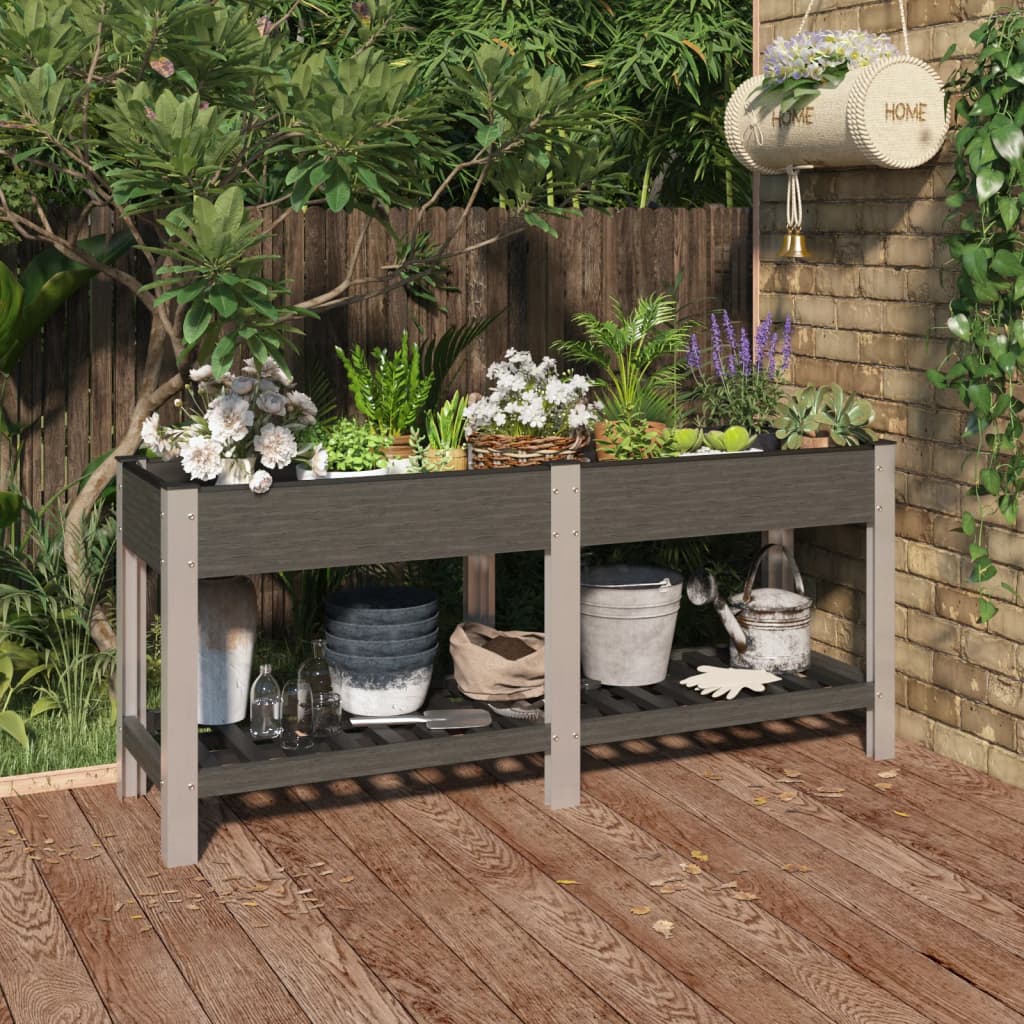 vida XL Garten-Hochbeet mit Ablage Grau 175x 50x 75 cm WPC