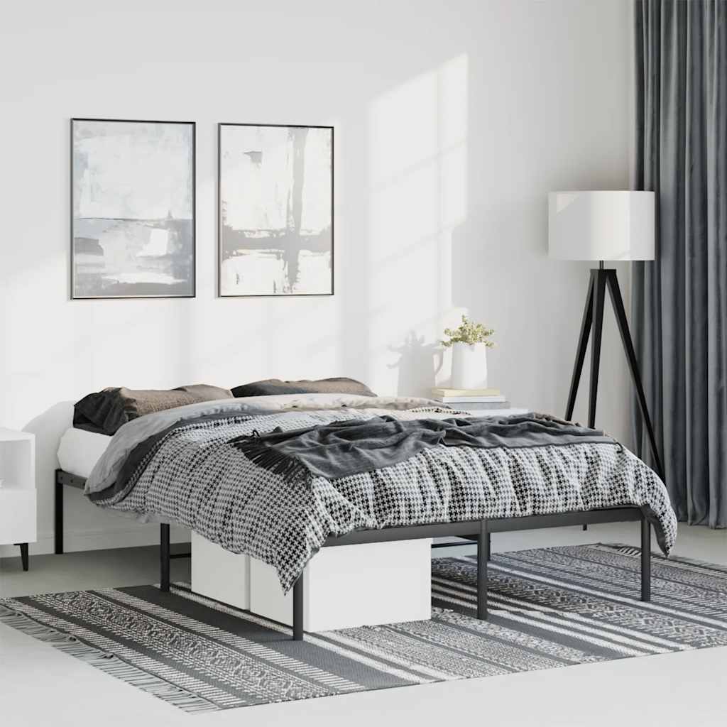 vidaXL Bettgestell Metall Schwarz 135x190 cm