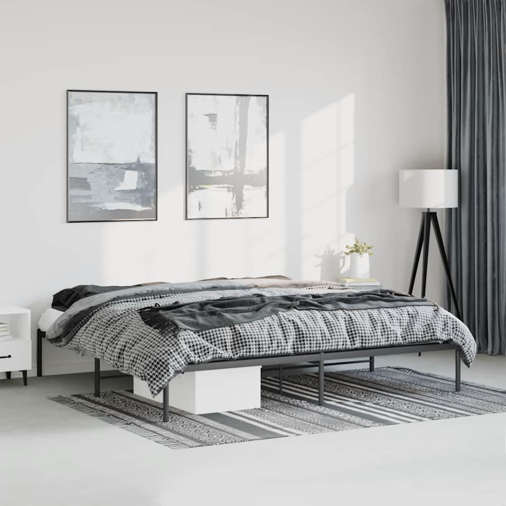 vida XL Bettgestell Metall Schwarz 193x 203 cm