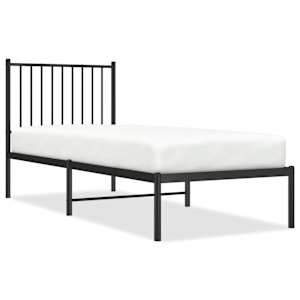 vidaXL metallist voodiraam peatsiga, must, 75x190 cm