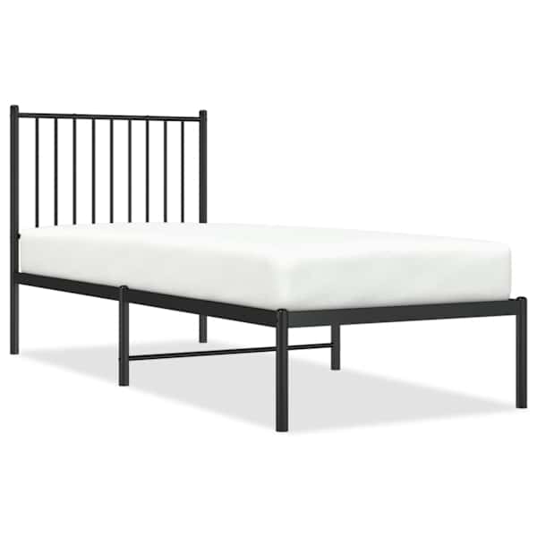 vidaXL metallist voodiraam peatsiga, must, 75x190 cm