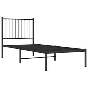 Kovový rám postele s čelem černý 75 x 190 cm - obrázek 3