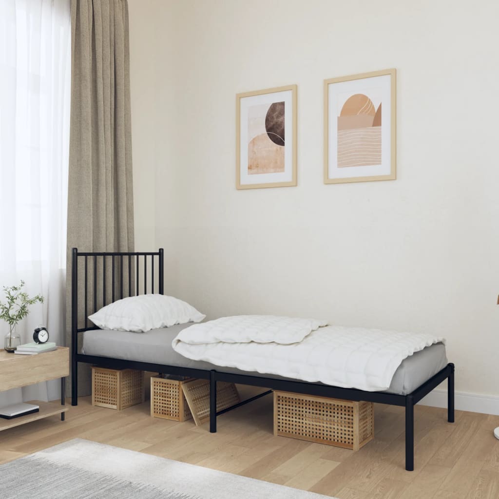 Petrashop  Kovový rám postele s čelem černý 75 x 190 cm