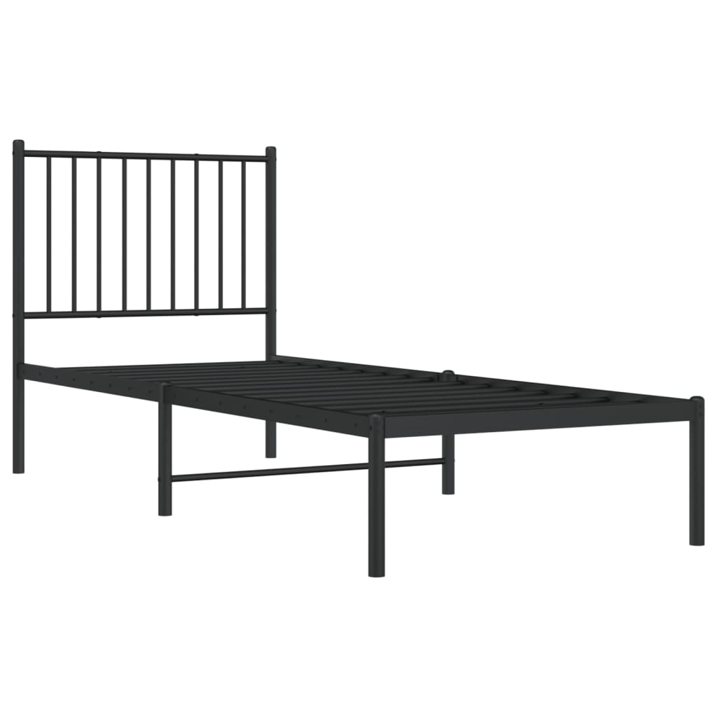vidaXL Metallinen sängynrunko päädyllä musta 80x200 cm