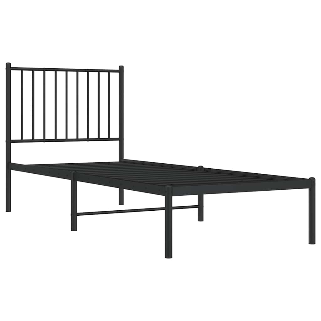 vidaXL Bedframe met hoofdbord metaal zwart 80x200 cm, foto 2