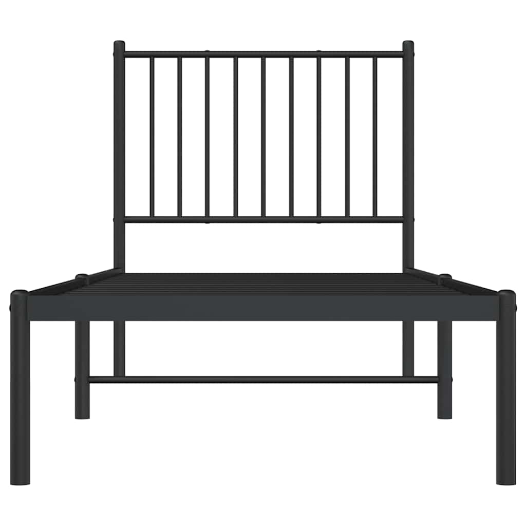 vidaXL Bedframe met hoofdbord metaal zwart 80x200 cm, foto 4