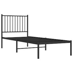 Kovový rám postele s čelem černý 80 x 200 cm - obrázek 3