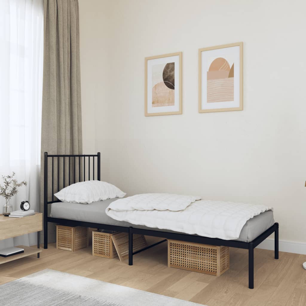 Petrashop  Kovový rám postele s čelem černý 80 x 200 cm