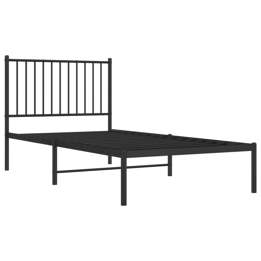 vidaXL Bedframe met hoofdbord metaal zwart 90x190 cm afbeelding
