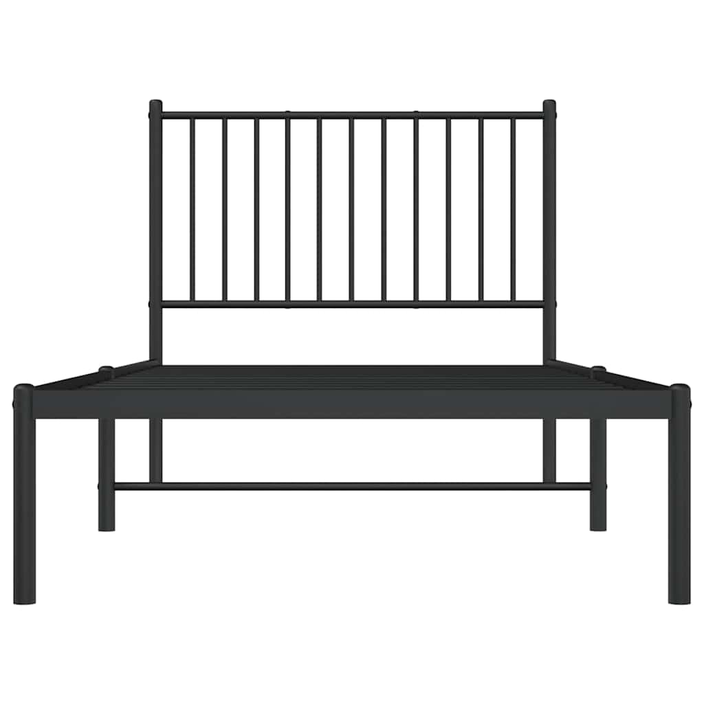 vidaXL Bedframe met hoofdbord metaal zwart 90x190 cm, foto 4
