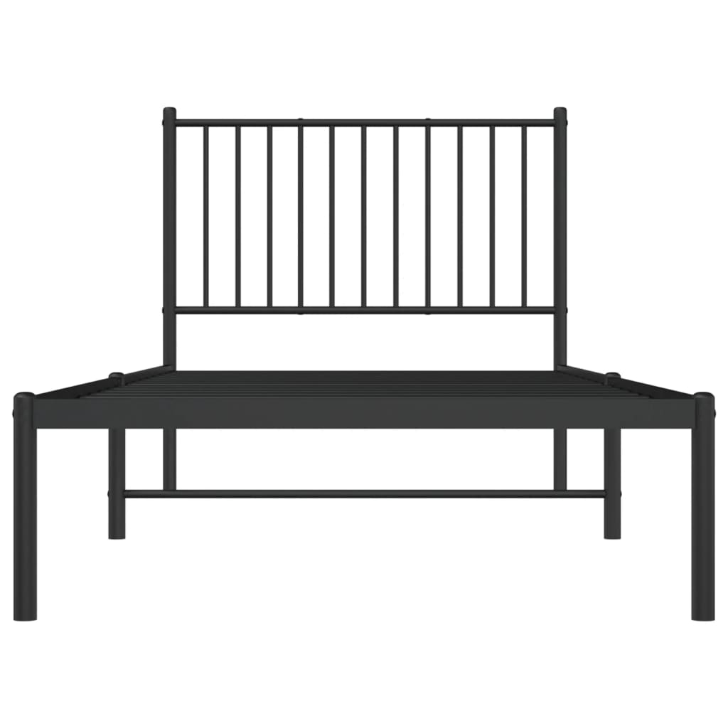 vidaXL Bedframe met hoofdbord metaal zwart 90x200 cm, foto 4
