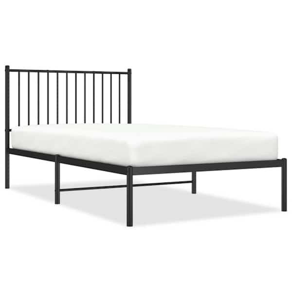 vidaXL metallist voodiraam peatsiga, must, 100x190 cm
