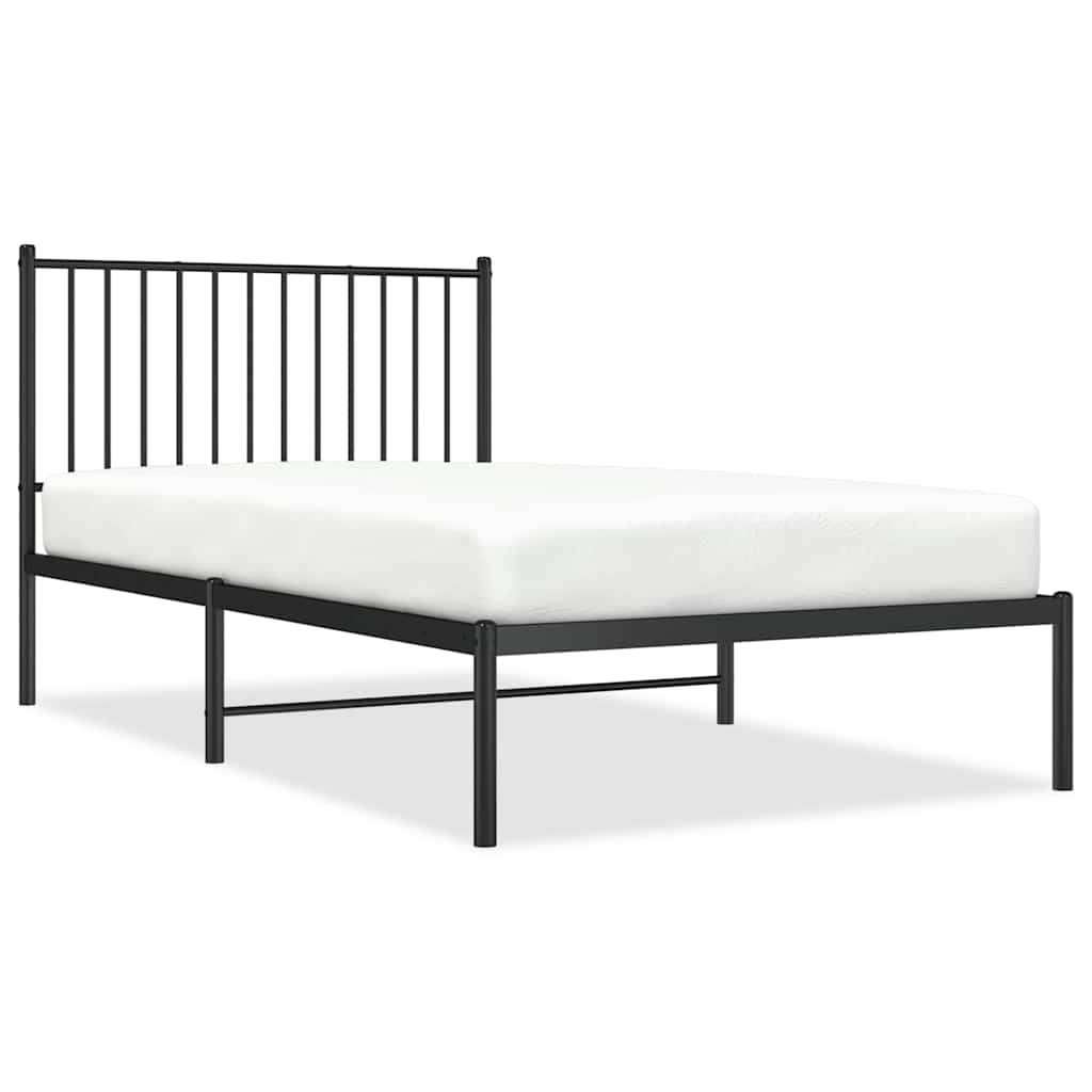 vidaXL Cadru de pat metalic cu tăblie, negru, 100x190 cm