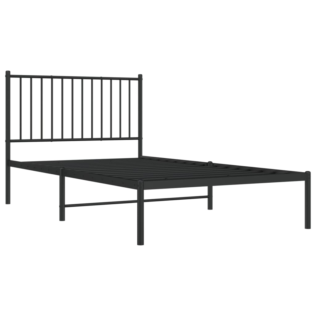 vidaXL Metal Bed Frame without Mattress with Headboard Black 100x190cm