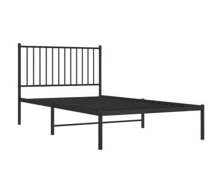 vidaXL Metal Bed Frame without Mattress with Headboard Black 100x190cm