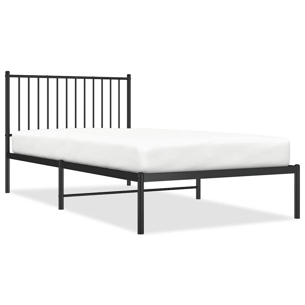 vidaXL Bedframe met hoofdbord metaal zwart 100x200 cm, foto 3