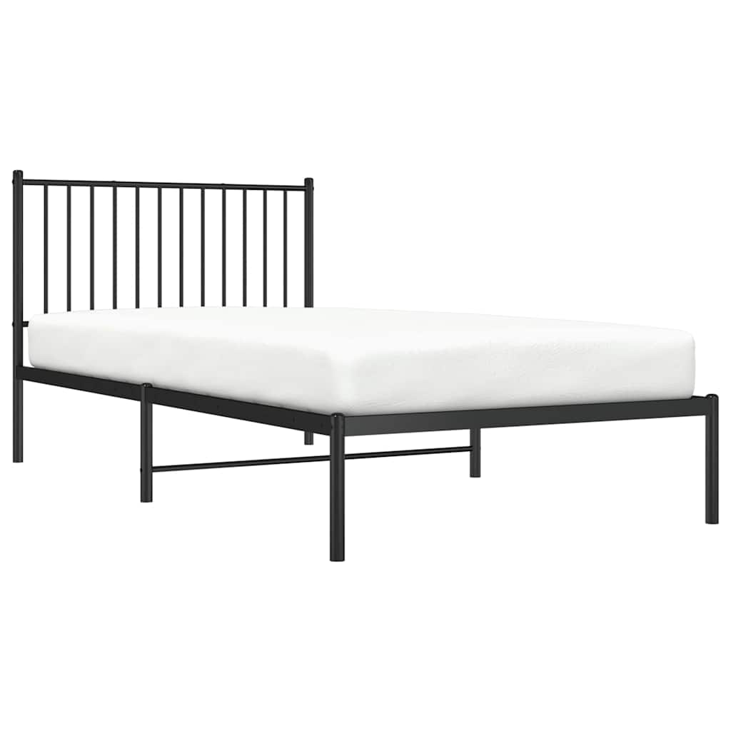 vidaXL Bedframe met hoofdbord metaal zwart 100x200 cm, foto 2