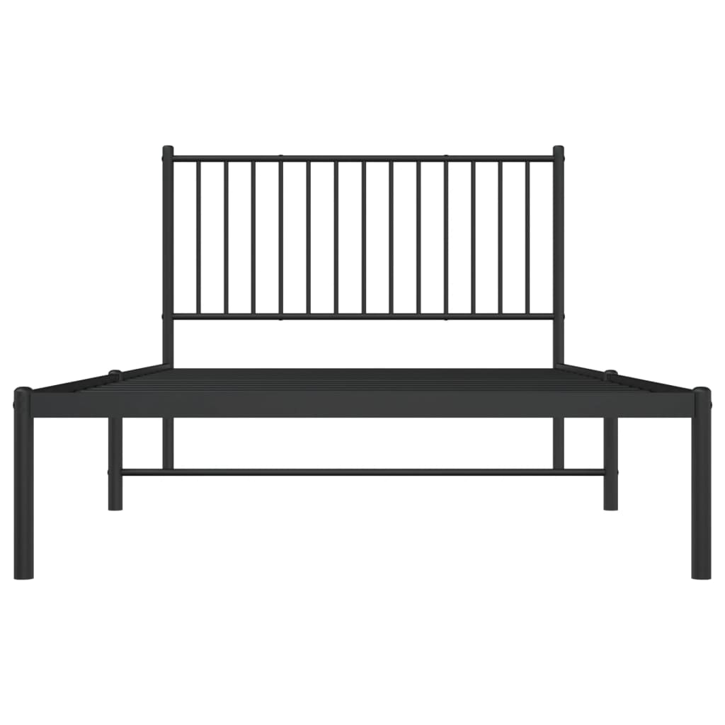 vidaXL Bedframe met hoofdbord metaal zwart 107x203 cm, foto 4