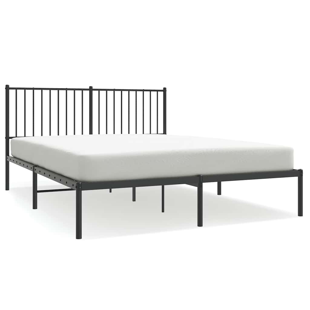 vidaXL Bedframe met hoofdbord metaal zwart 150x200 cm, foto 3