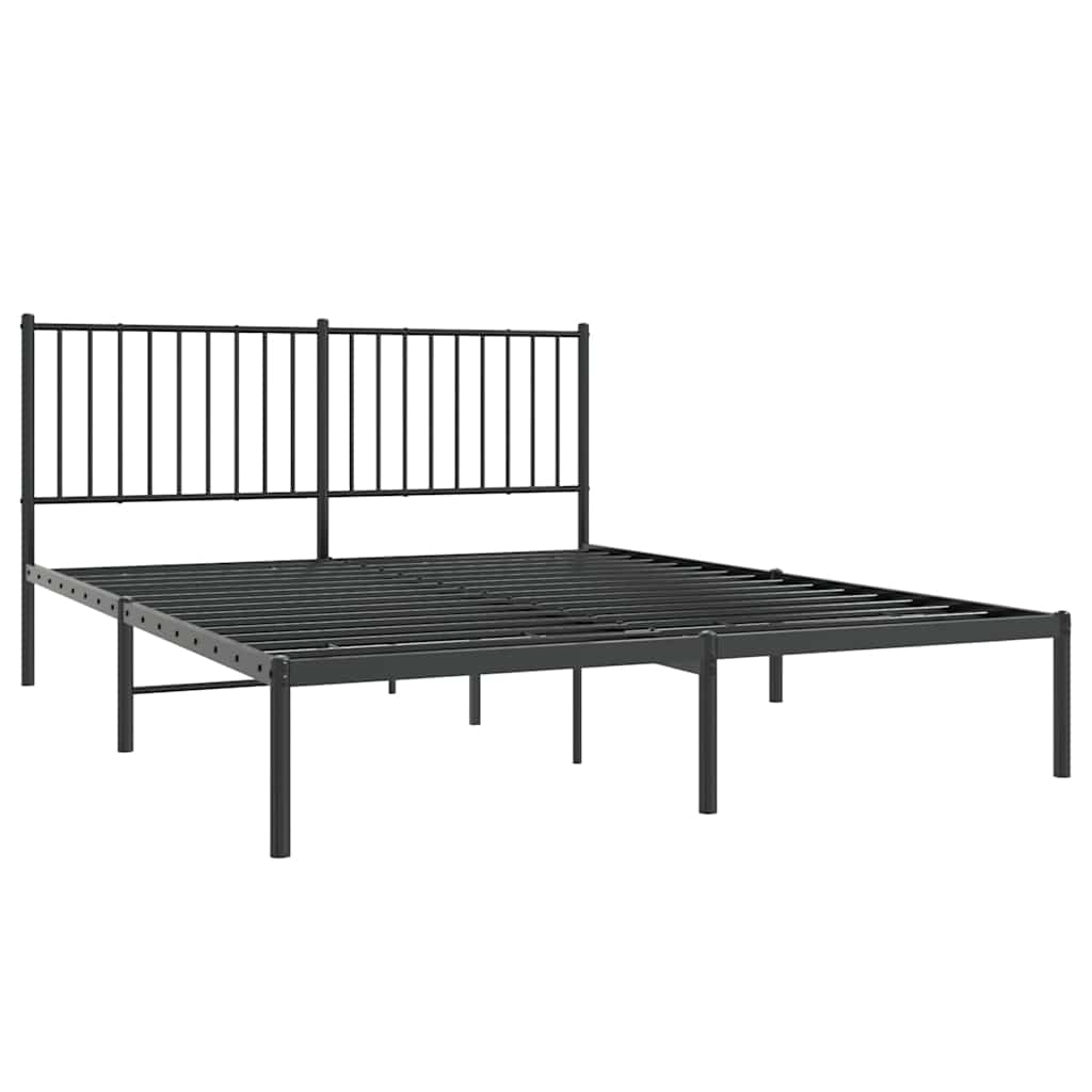 vidaXL Bedframe met hoofdbord metaal zwart 150x200 cm afbeelding